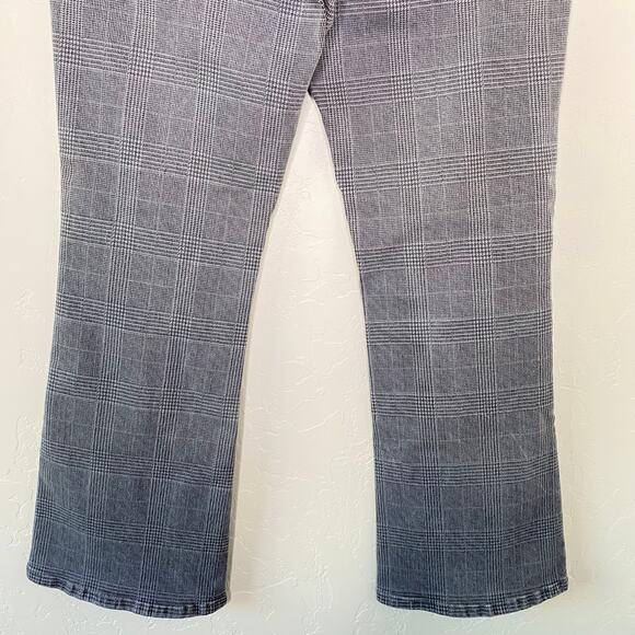 FRAME Le Crop Mini Boot Washed Gray Plaid Check Cropped Bootcut Jeans 30 - Picture 9 of 11
